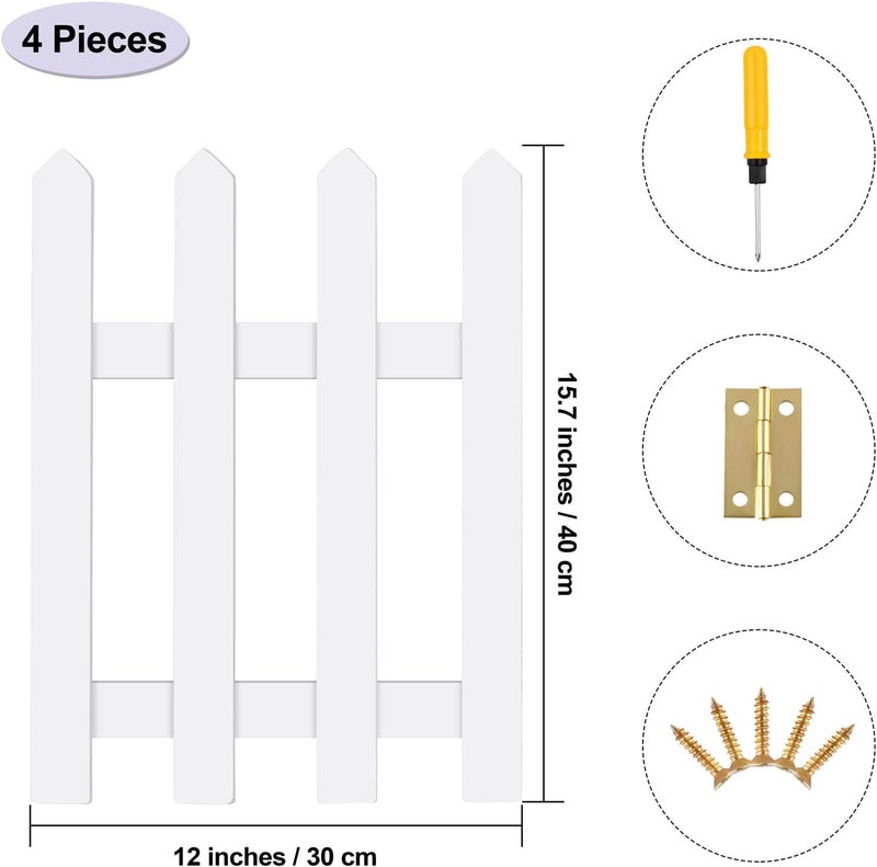 RUODON 4 Pack Thick Christmas Tree Fences White Wooden Picket Fences Tree Fence Border Decoration for Xmas Wedding Party Decor Garden Home, 15.7 x 12 Inches - Image 2